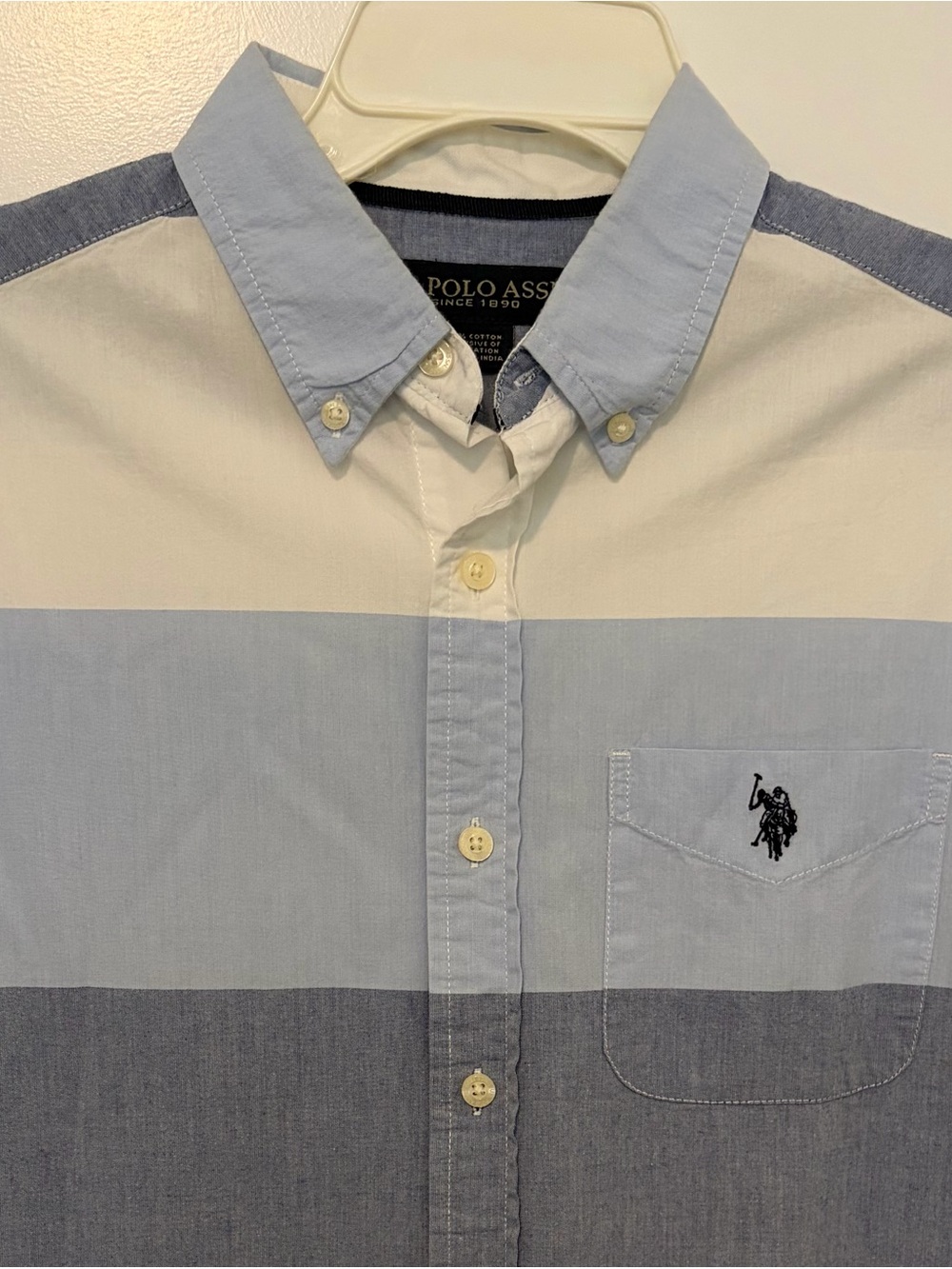 U.S.Polo Assn Classic Fit Button-Up Short-Sleeve Shirt In Shades Of Blue Medium
